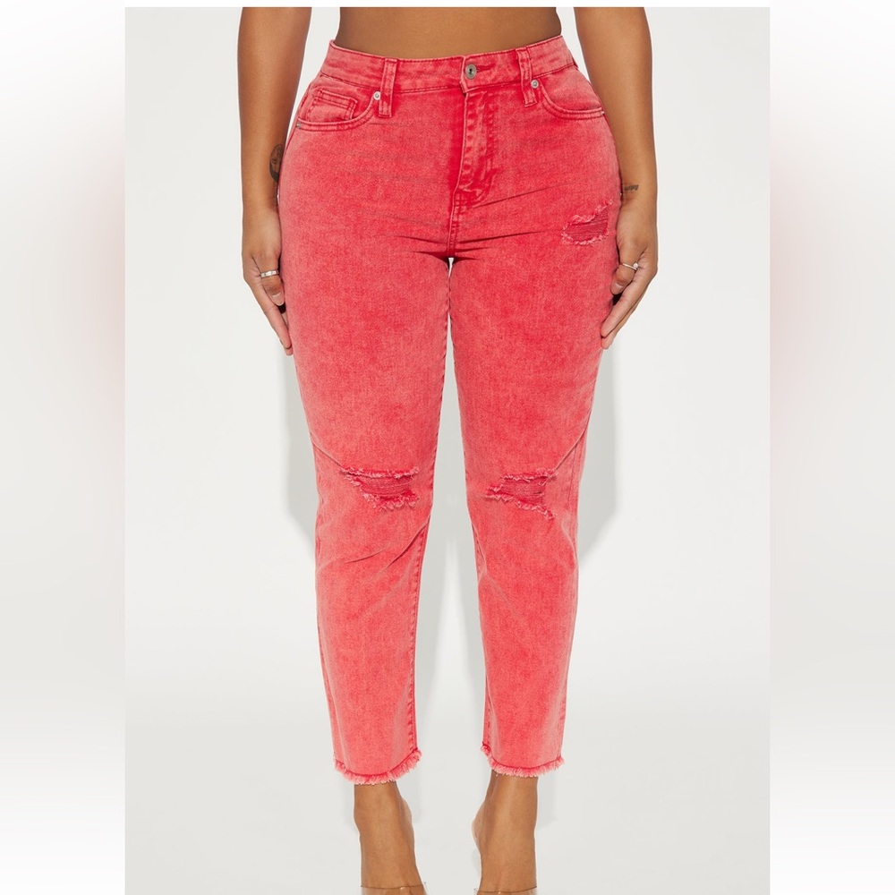 Stay In The Moment Mom Jean - Red Fashion Nova 7